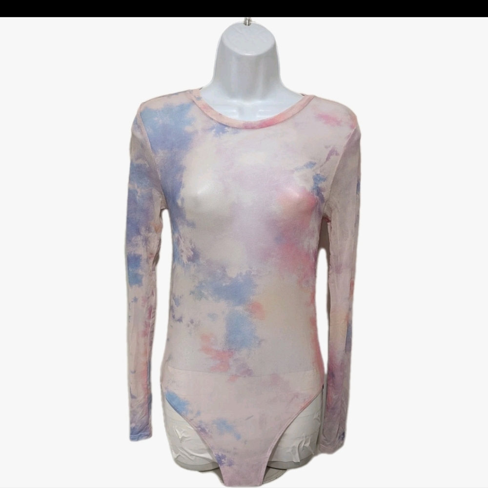 Forever 21 Sheer Mesh Long Sleeve Bodysuit M Whimsical Hippie Fairy Grunge 7700